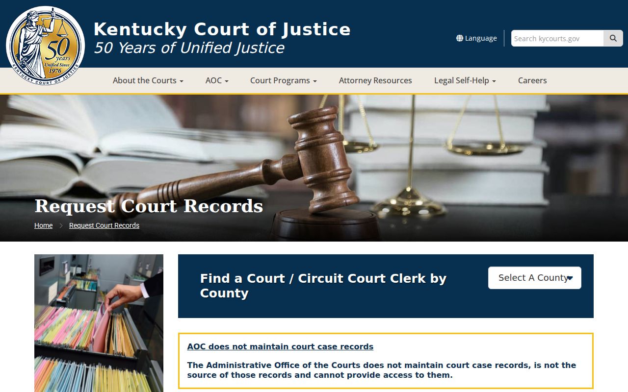 Menifee County criminal court case records request instructions