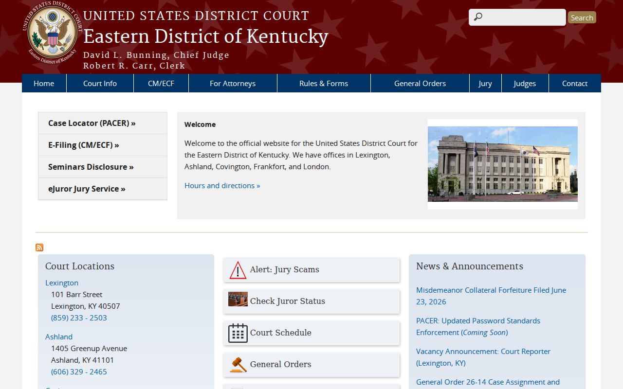 Menifee County criminal court cases Eastern District of Kentucky
