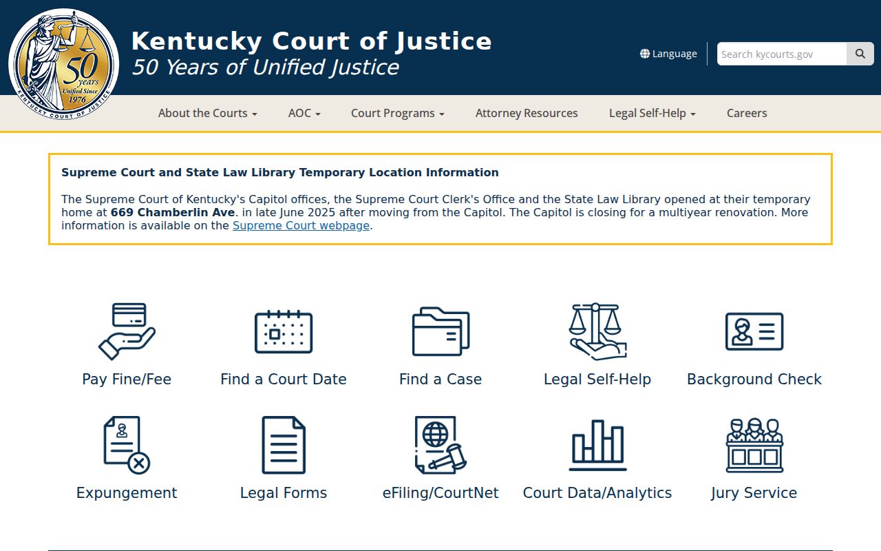 Kentucky court system access for Menifee County criminal records